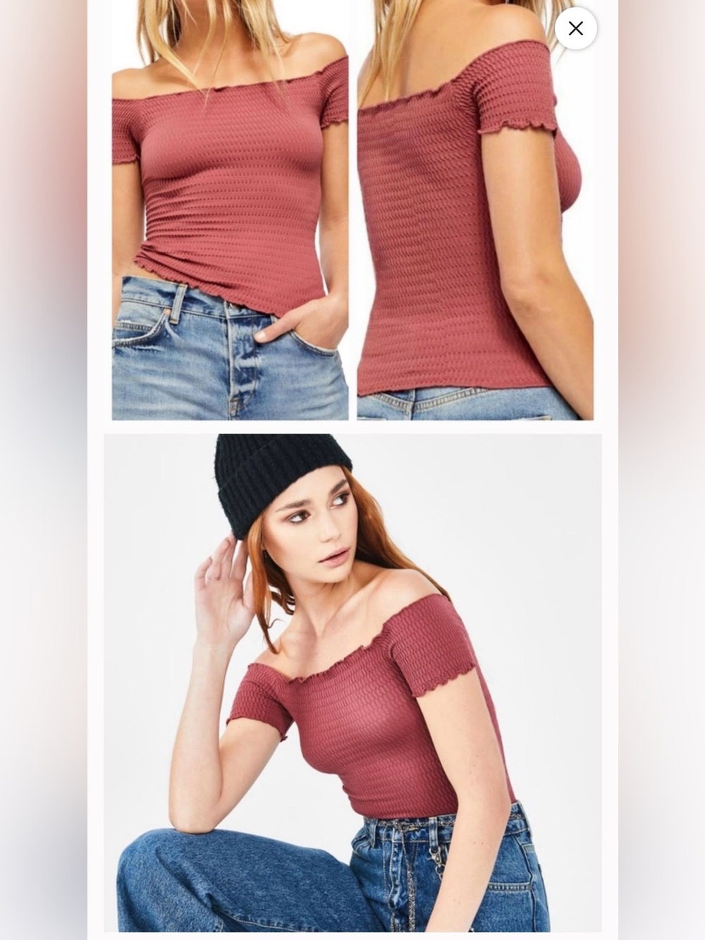 Free People Moulin Rouched Off Shoulder Top NWT XS/S